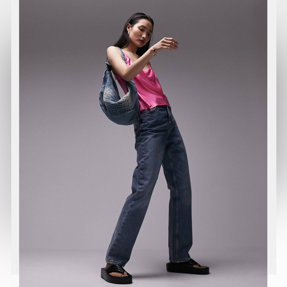 Topshop square neck satin cami in pink ASOS NWT - Picture 3 of 4